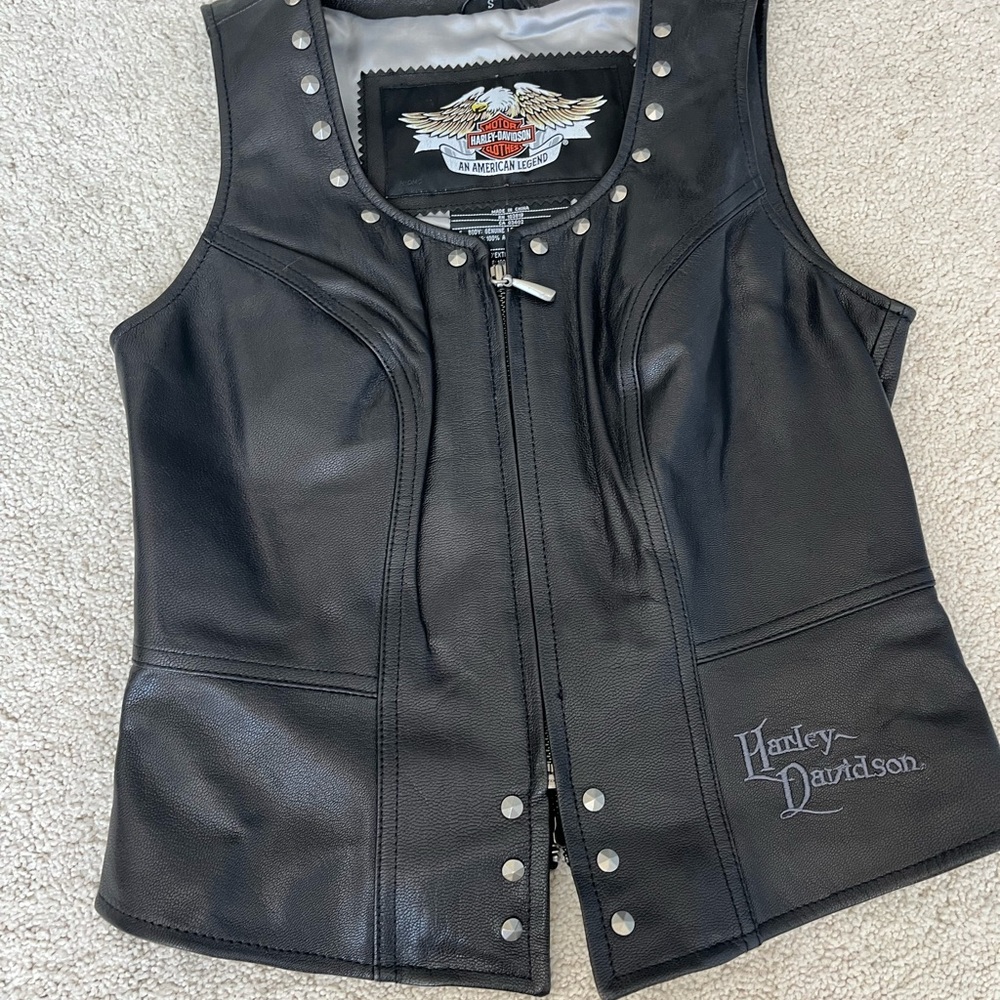 Harley-Davidson Black Leather Vest with Eagle Patch